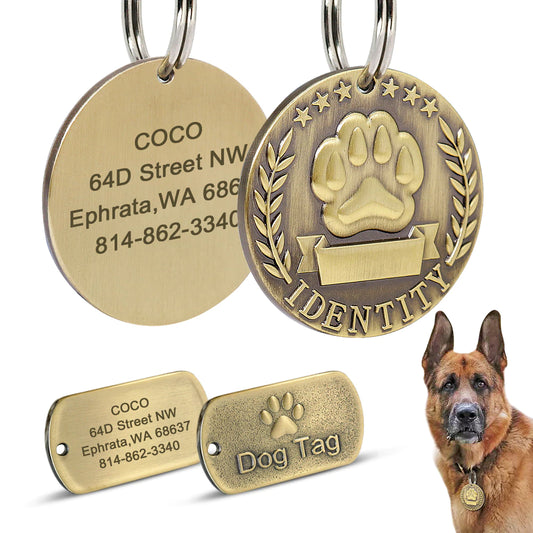 "Personalized Stainless Steel Pet ID Tag with Free Engraving - Custom Nameplate for Dogs and Cats"